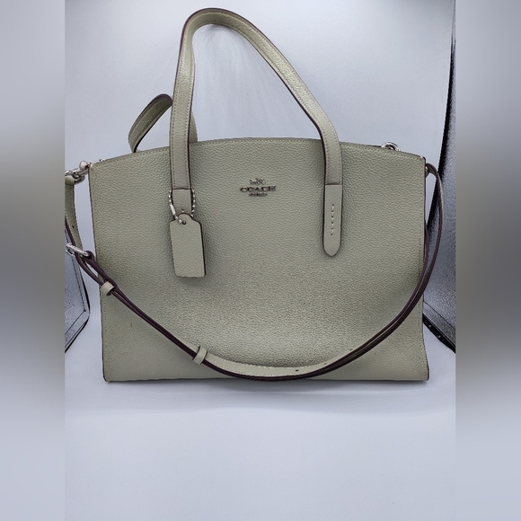 Coach Charlie Carryall Tote 25137 Sage Green Pebbled Leather Satchel 2017 - Picture 1 of 8